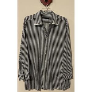 Sean John Mens 20 Big Blue Striped Button Long Sleeved 34/35 Cotton Shirt! A4455